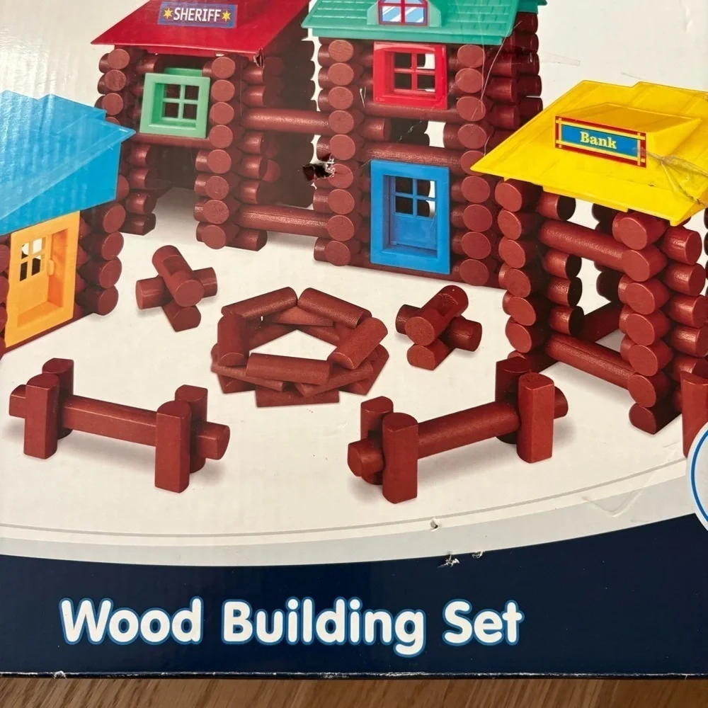 Wood Building Set - Multicolor Kid Connection Log House Lincoln Blocks
